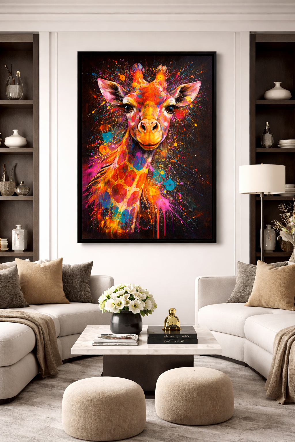 Colour Burst Giraffe Wall Art Print | Animal Home Decor Gift