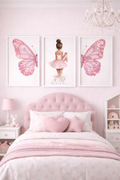 Princess Butterfly Ballerina Wall Art Print | Girls Bedroom Decor