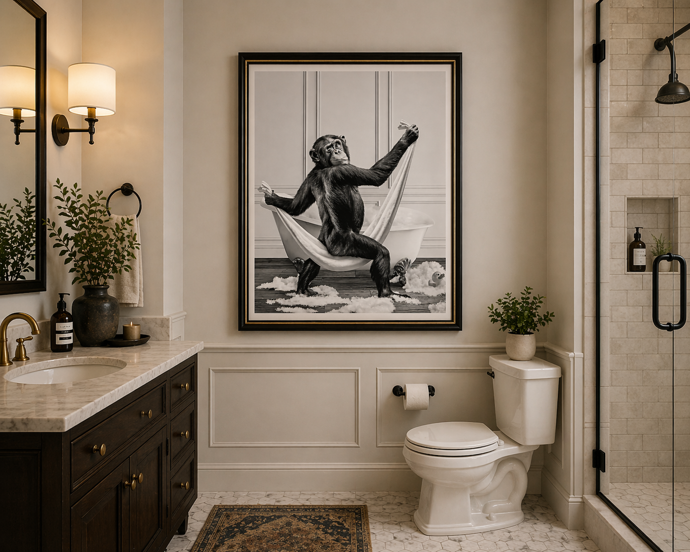 Bubble Bath Chimp Wall Art Decor