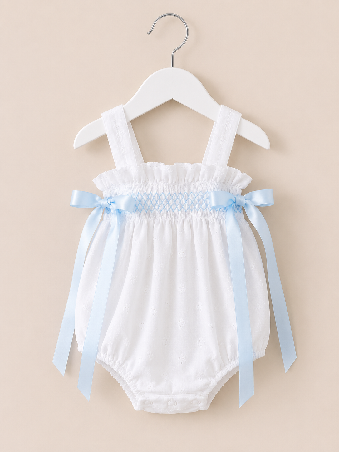 Baby Blue Smocked Bloom Romper