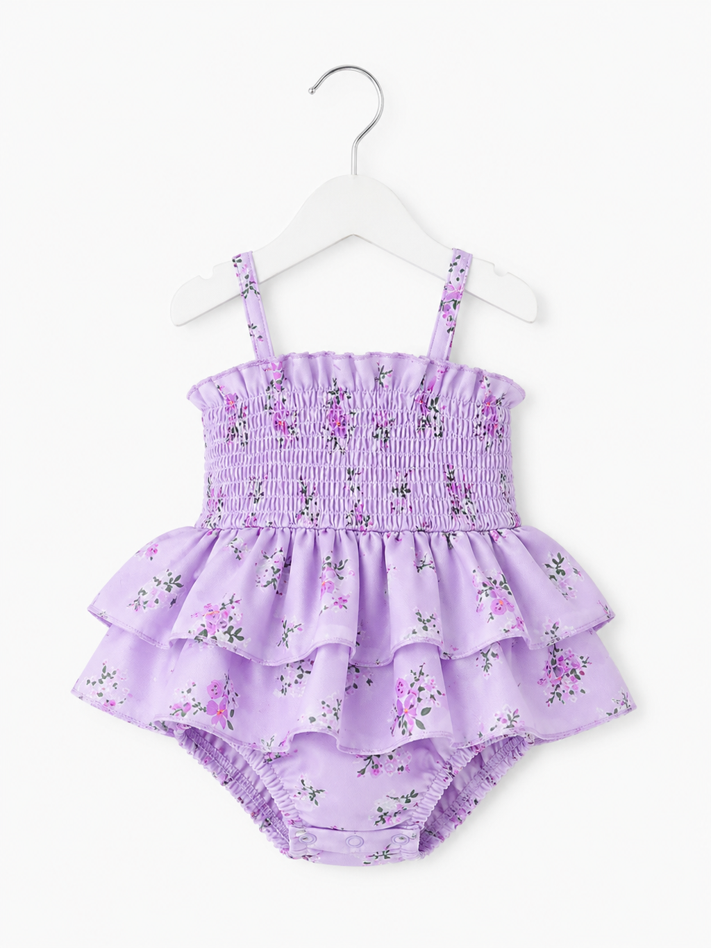Lilac Blossom Smocked Romper & Bow Set