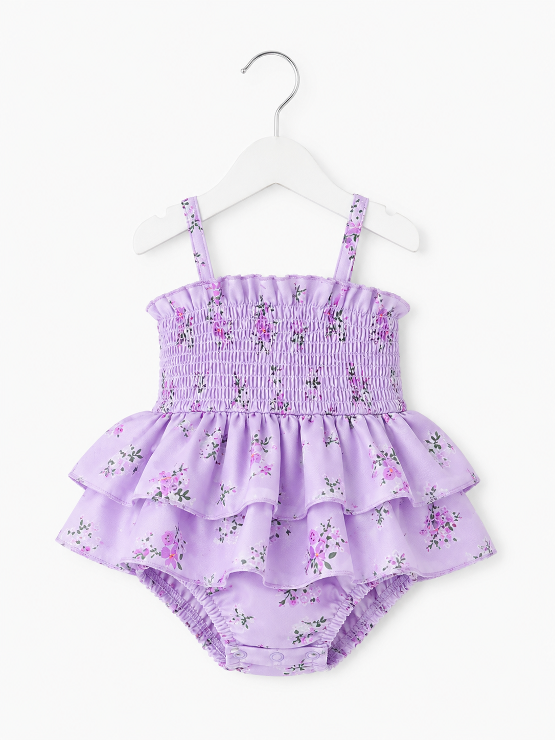 Lilac Blossom Smocked Romper & Bow Set