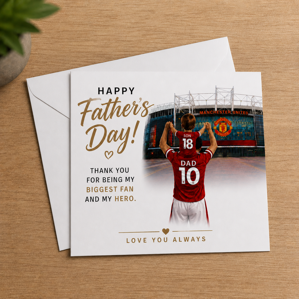 Personalised Manchester United Football Father's Day Card | Gift for Dad