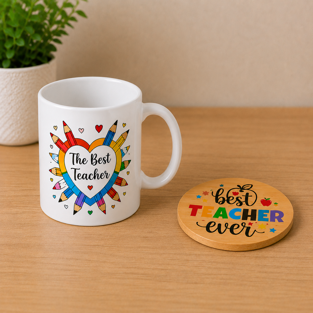 Personalised Teacher Gift Mug & Coaster Set | Thank You Teacher Gift