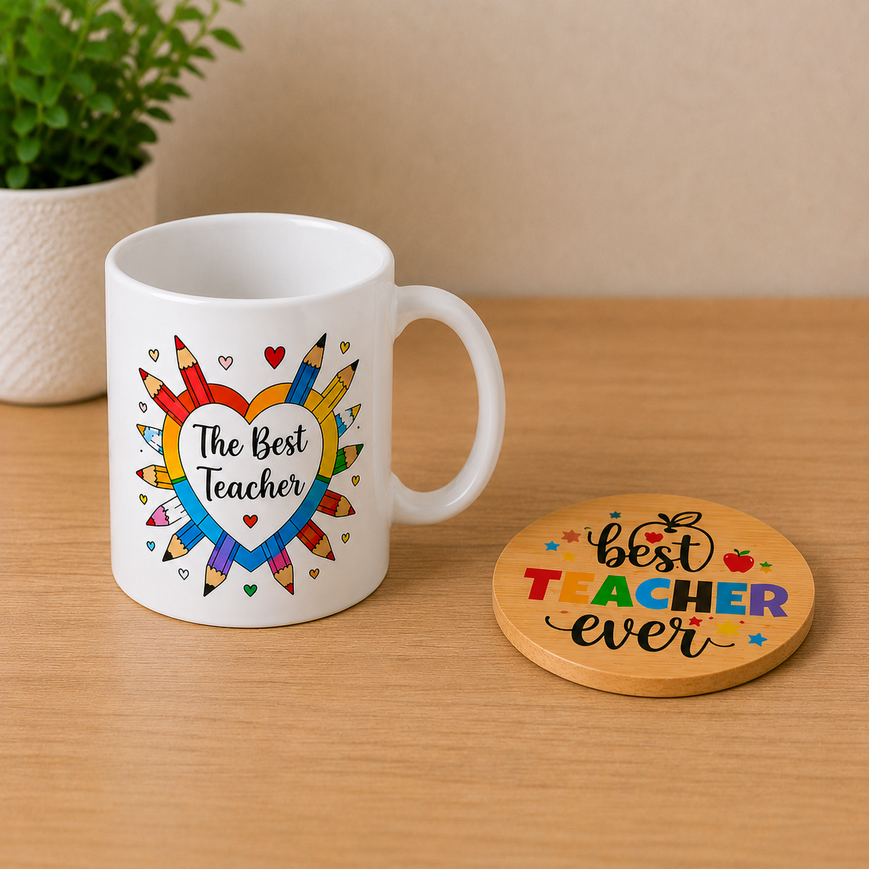 Personalised Teacher Gift Mug & Coaster Set | Thank You Teacher Gift