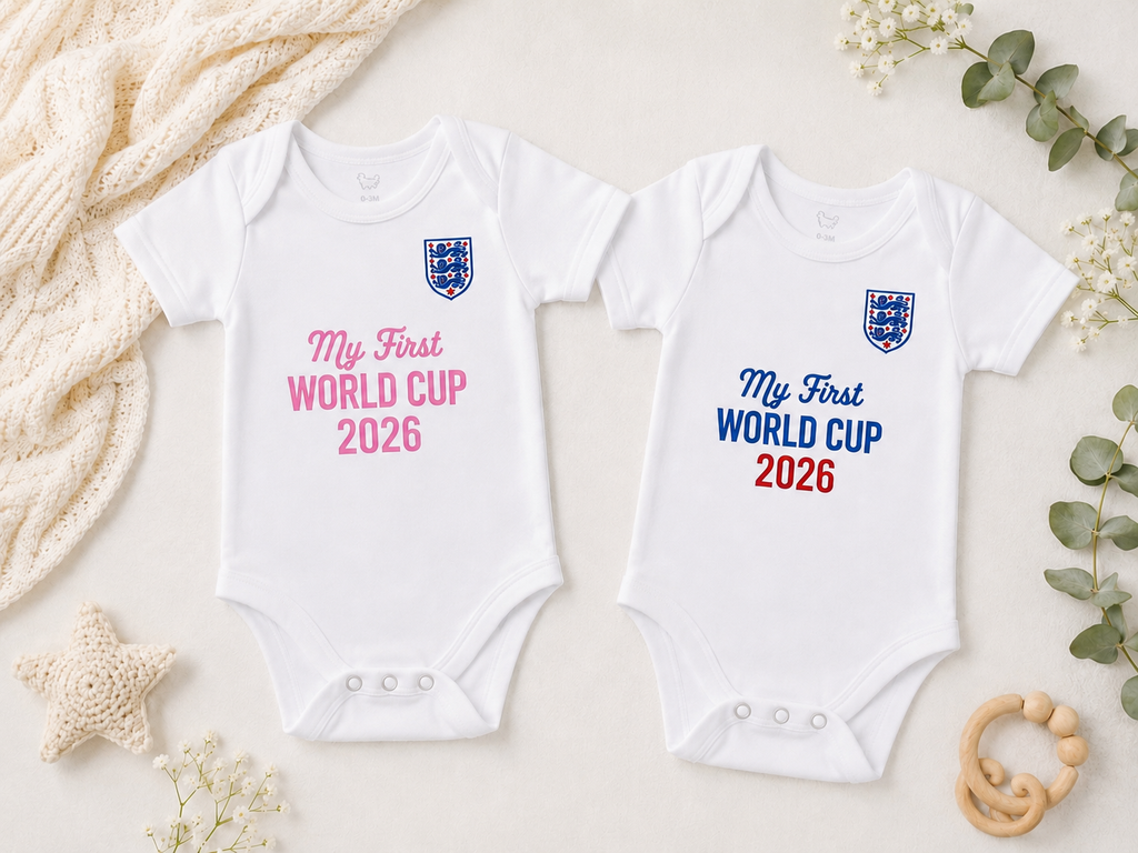 Personalised England Football Baby Vests | Kids Match Day Outfit World Cup 2026