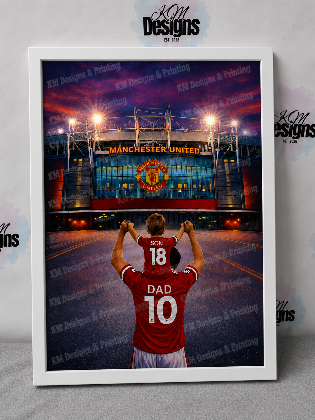 Personalised Manchester United Stadium Print | Football Gift for Him