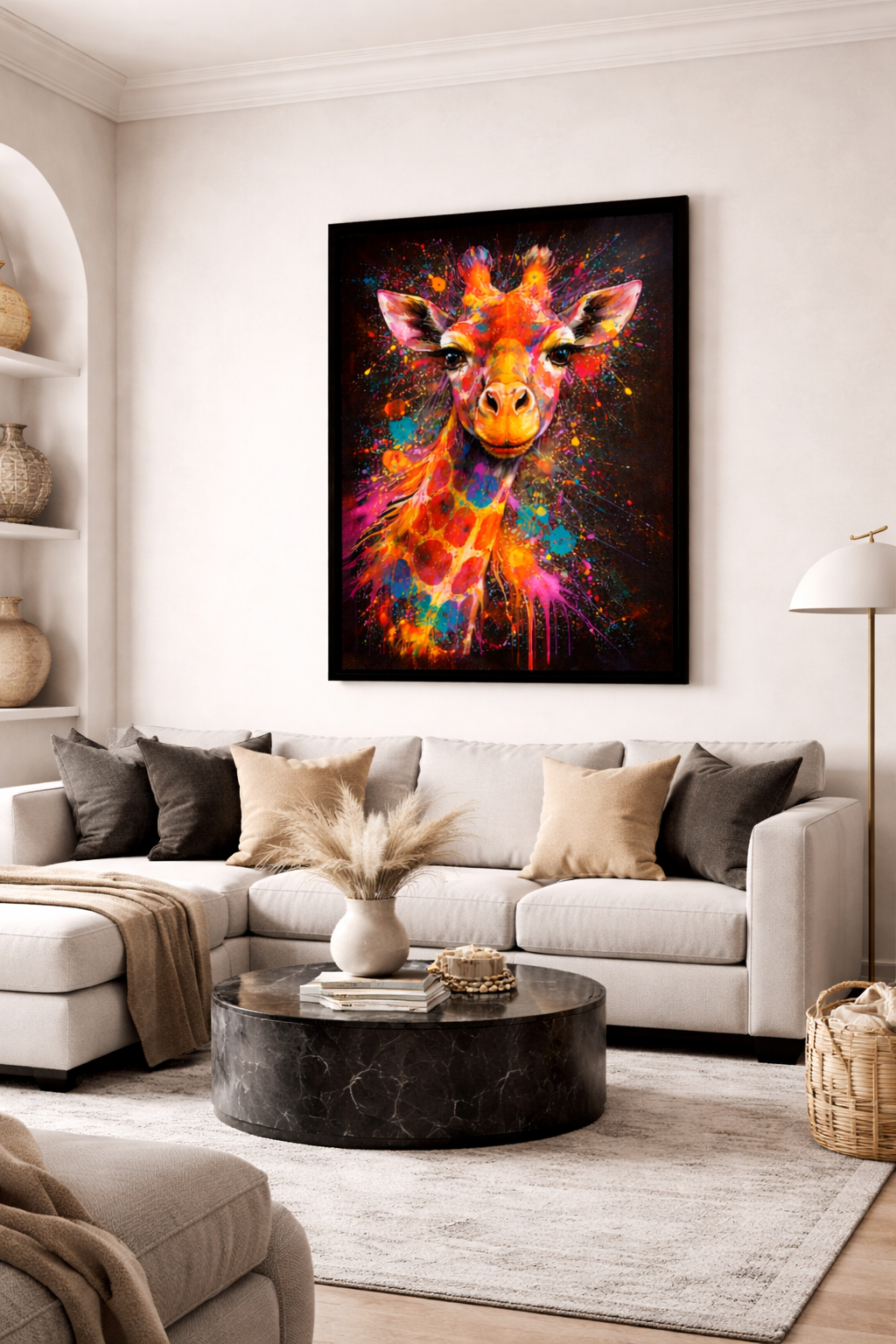 Colour Burst Giraffe Wall Art Print | Animal Home Decor Gift