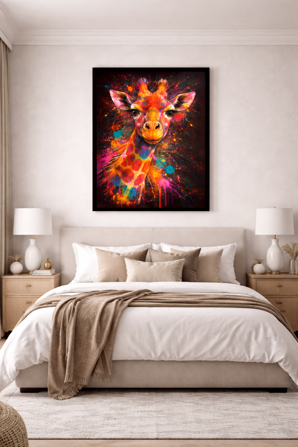 Colour Burst Giraffe Wall Art Print | Animal Home Decor Gift