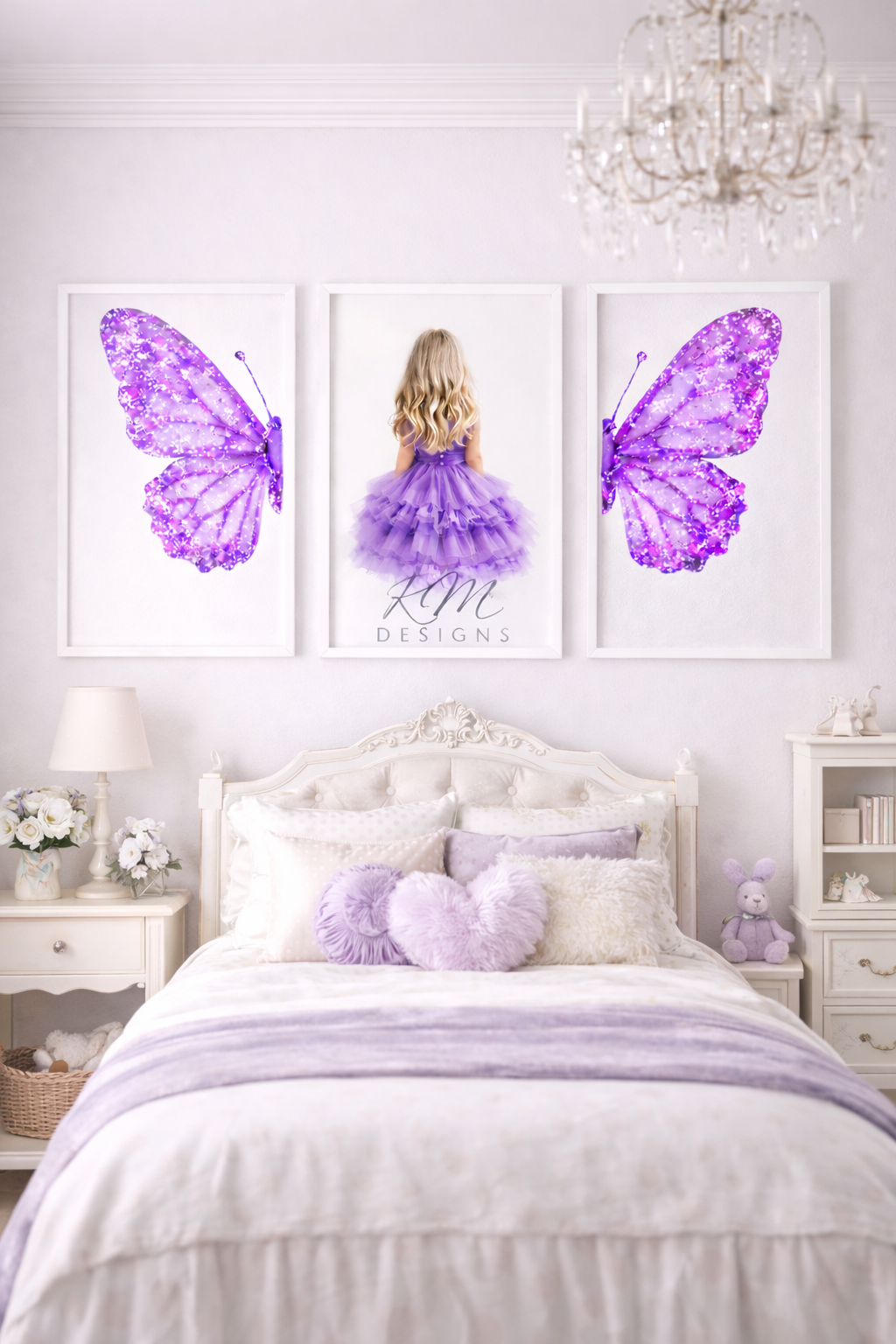 Butterfly Princess Wall Art Print | Girls Bedroom Decor Gift