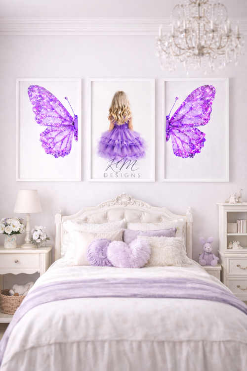 Butterfly Princess Wall Art Print | Girls Bedroom Decor Gift