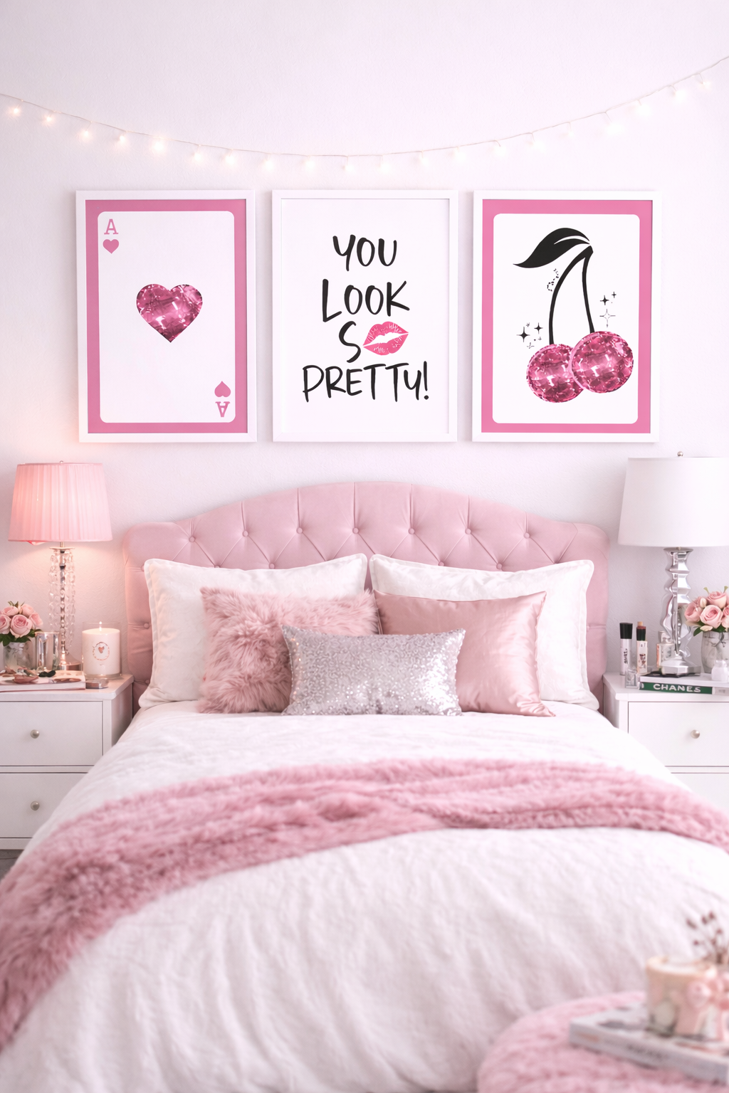 You Look So Pretty Cherry Wall Art Print | Girls Room Decor Gift