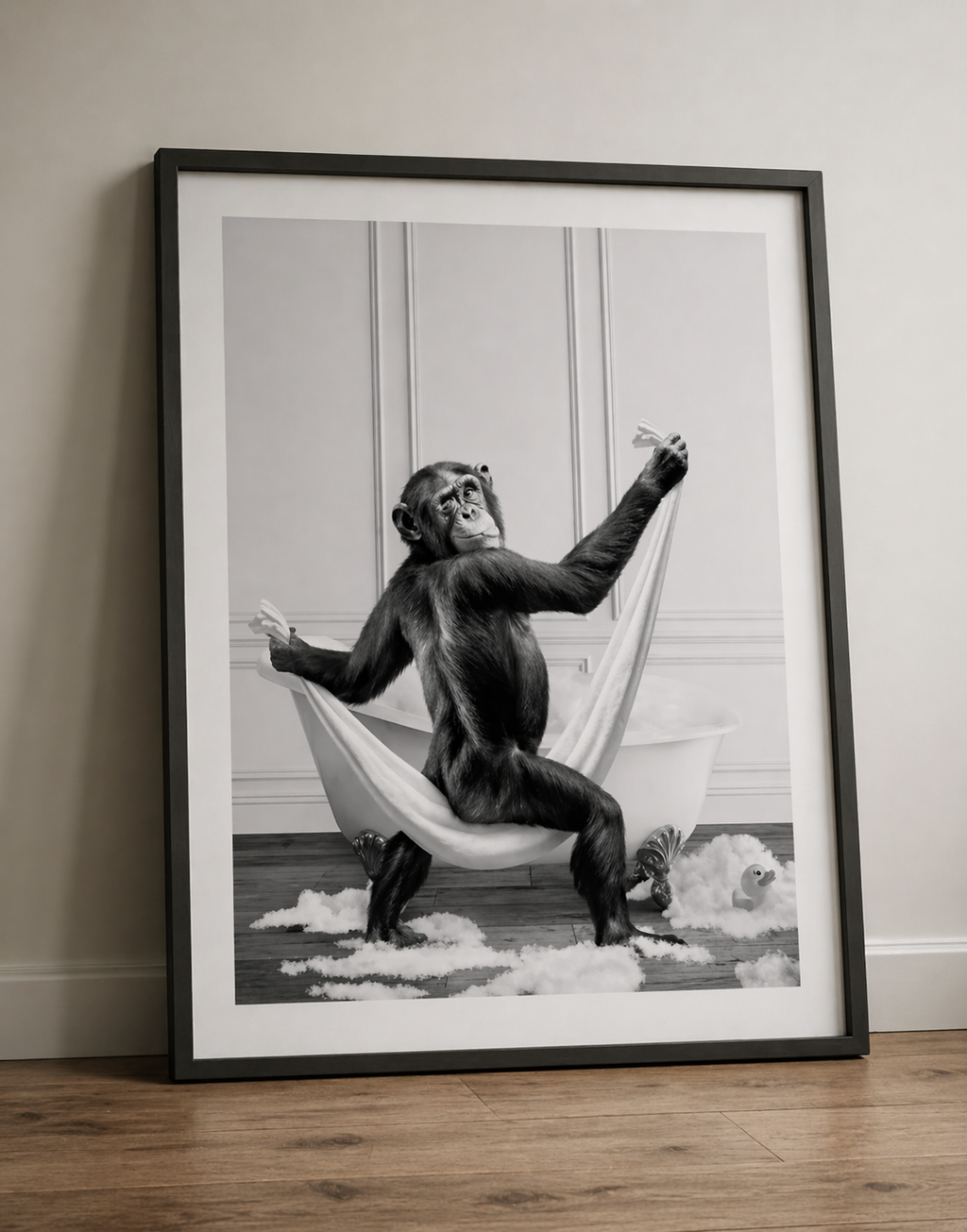 Bubble Bath Chimp Wall Art Print | Funny Bathroom Decor Gift