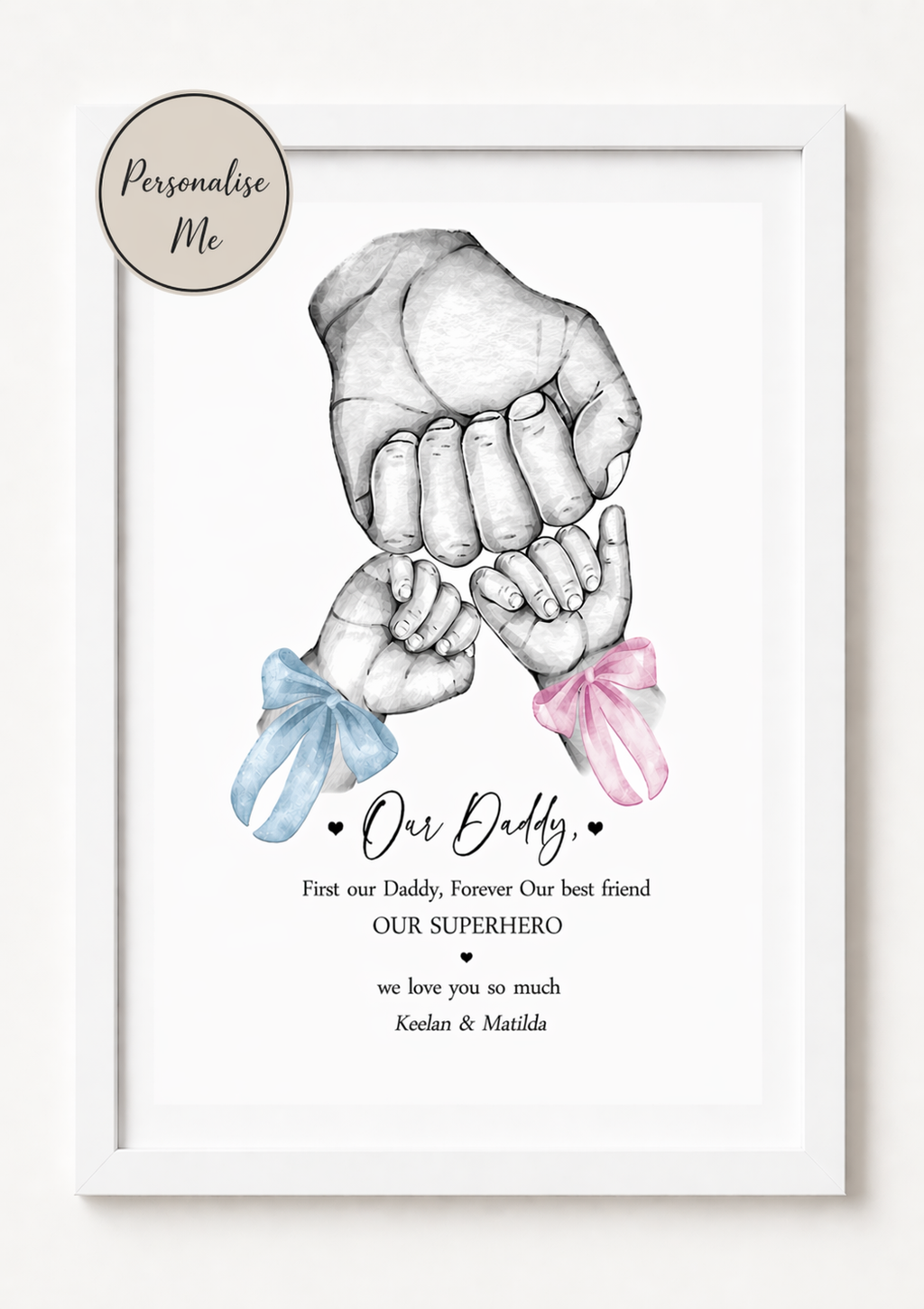 Personalised Daddy & Children Hands Print | Father's Day Gift for Dad