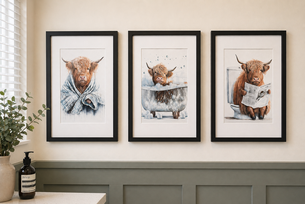 Highland Cow Bathroom Wall Art Print | Funny Bathroom Decor Gift