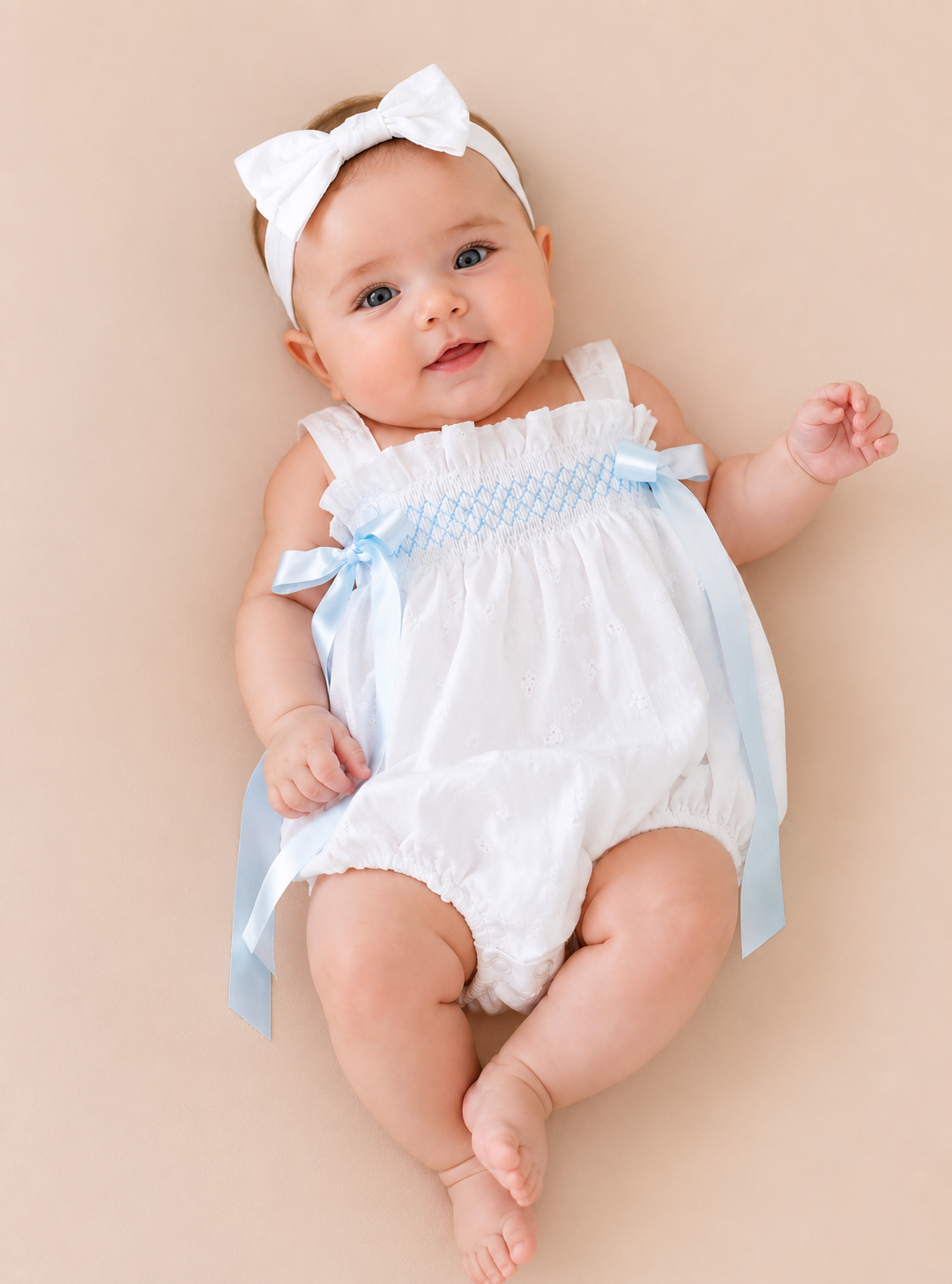 Baby Blue Smocked Bloom Romper