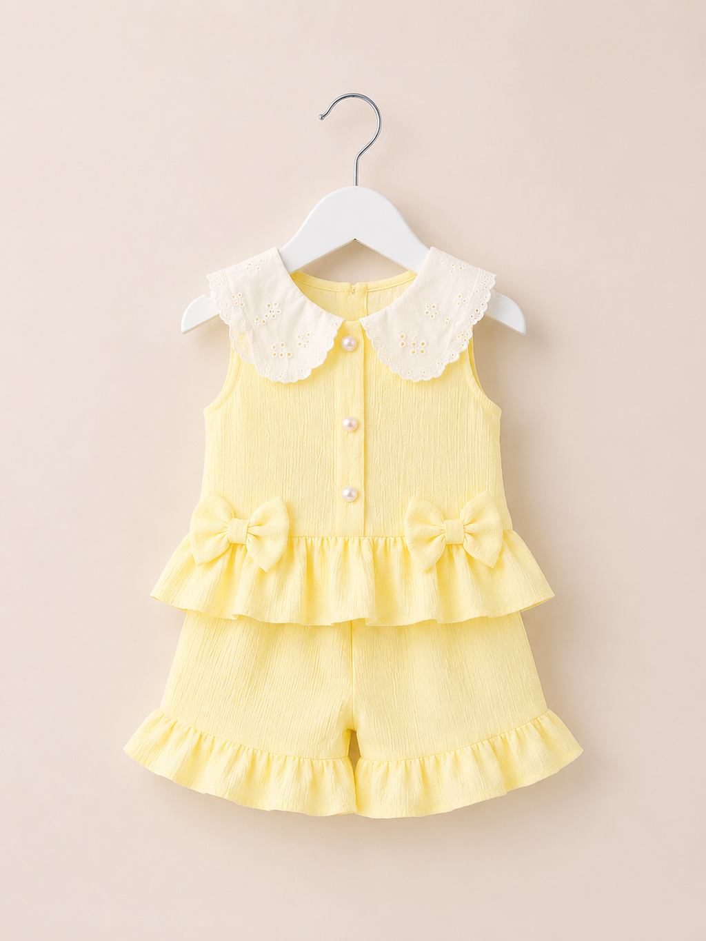 Girls Lemon Bow Frill Shorts Set