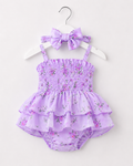 Lilac Blossom Smocked Romper & Bow Set