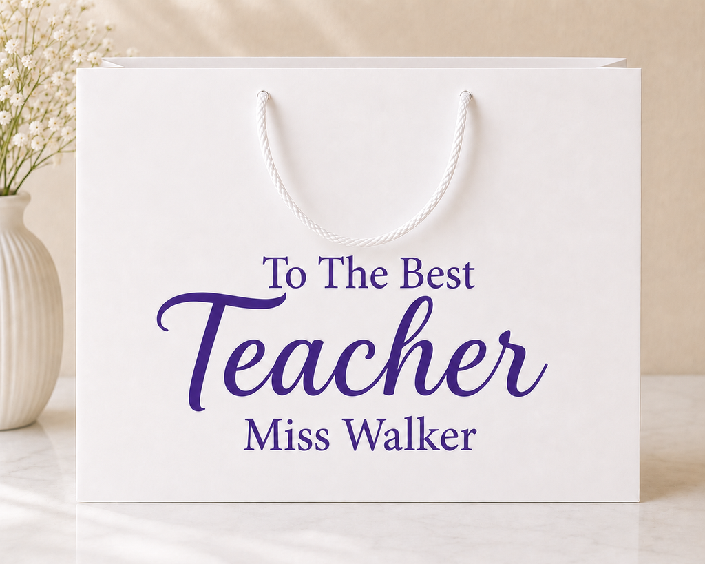 Personalised Teacher Gift Bag | Gift Bag with Tissue Paper & Ribbon | End of Term Gift
