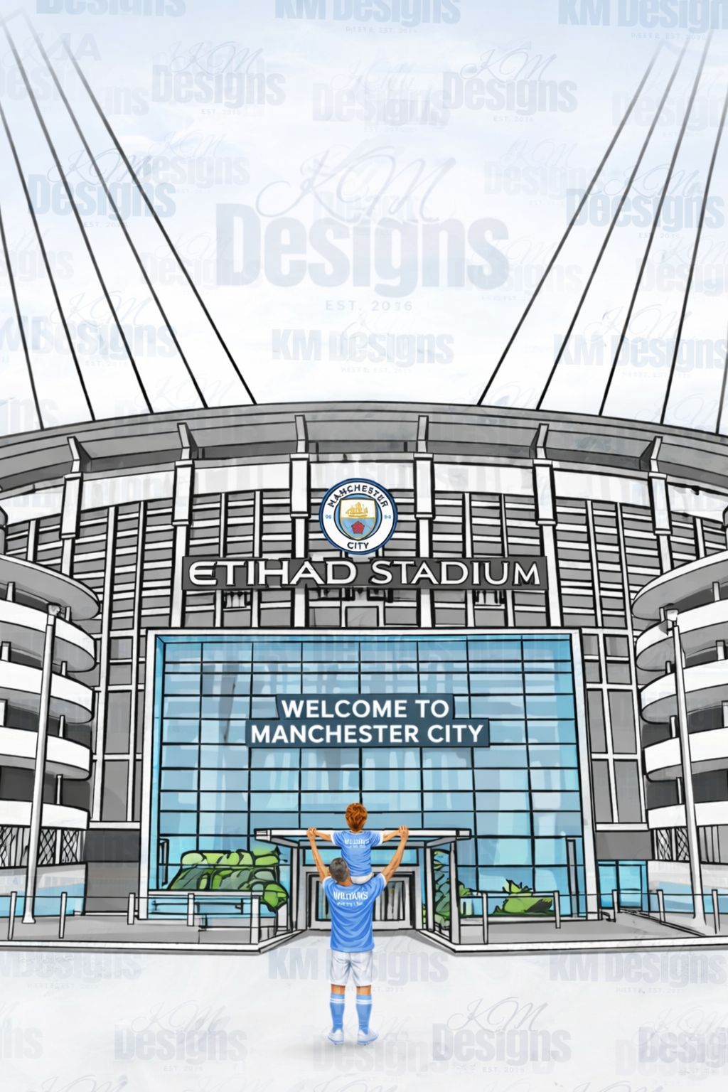 Personalised Manchester City Stadium Print | Football Gift for Him