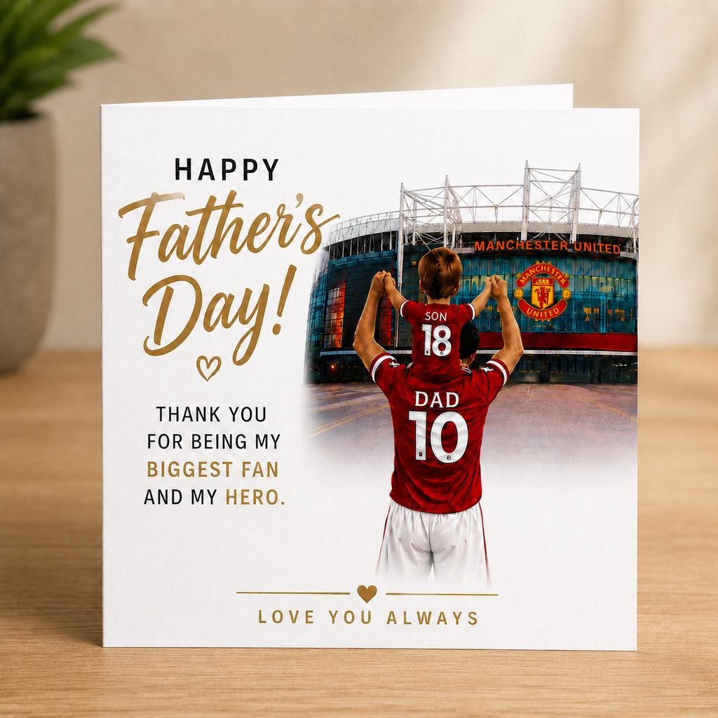 Personalised Manchester United Football Father's Day Card | Gift for Dad
