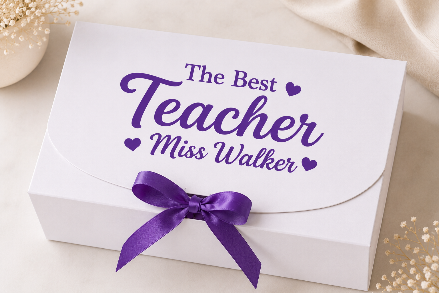 Personalised Teacher Gift Box | Gift Box with Tissue Paper & Ribbon | End of Term Gift