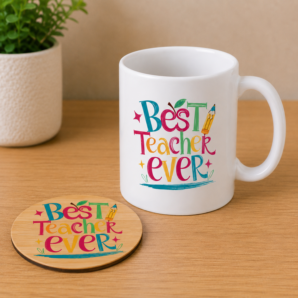 Personalised Teacher Gift Mug & Coaster Set | Thank You Teacher Gift