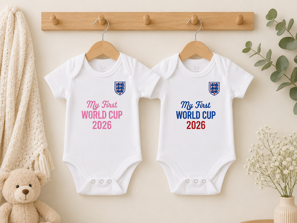 Personalised England Football Baby Vests | Kids Match Day Outfit World Cup 2026