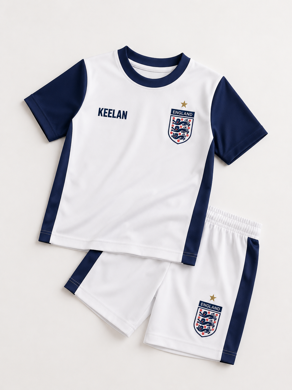 Personalised England Kids Football Kit Custom Name T-Shirt and Shorts Set
