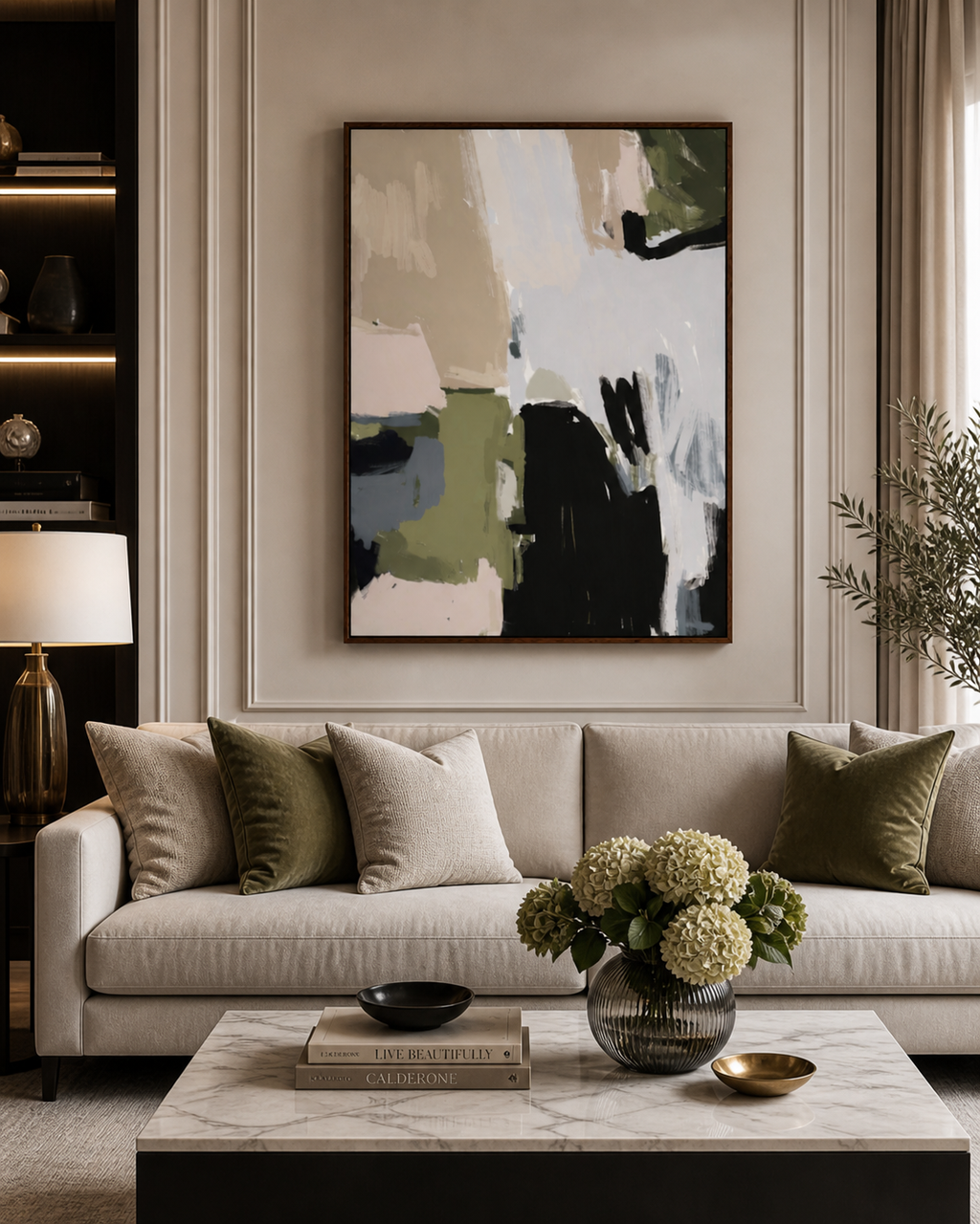 Olive Noir Abstract Wall Art Print | Contemporary Living Room Decor | Modern Home Gift