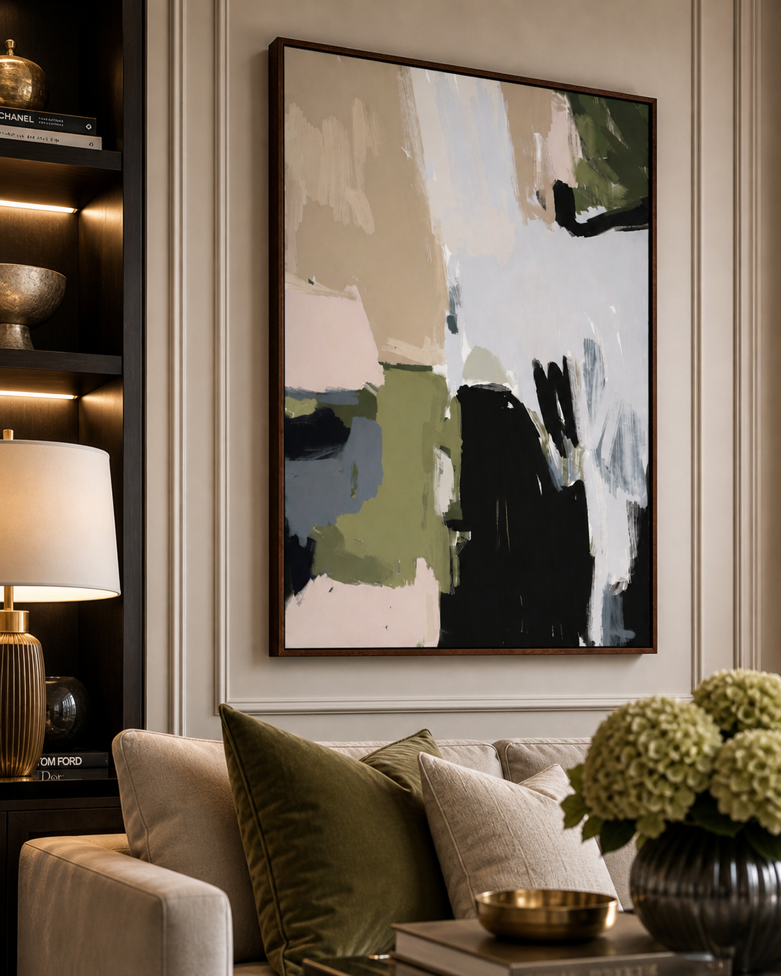 Olive Noir Abstract Wall Art Print | Contemporary Living Room Decor | Modern Home Gift