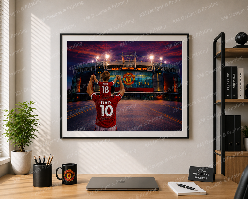 Personalised Manchester United Stadium Print | Football Gift for Him