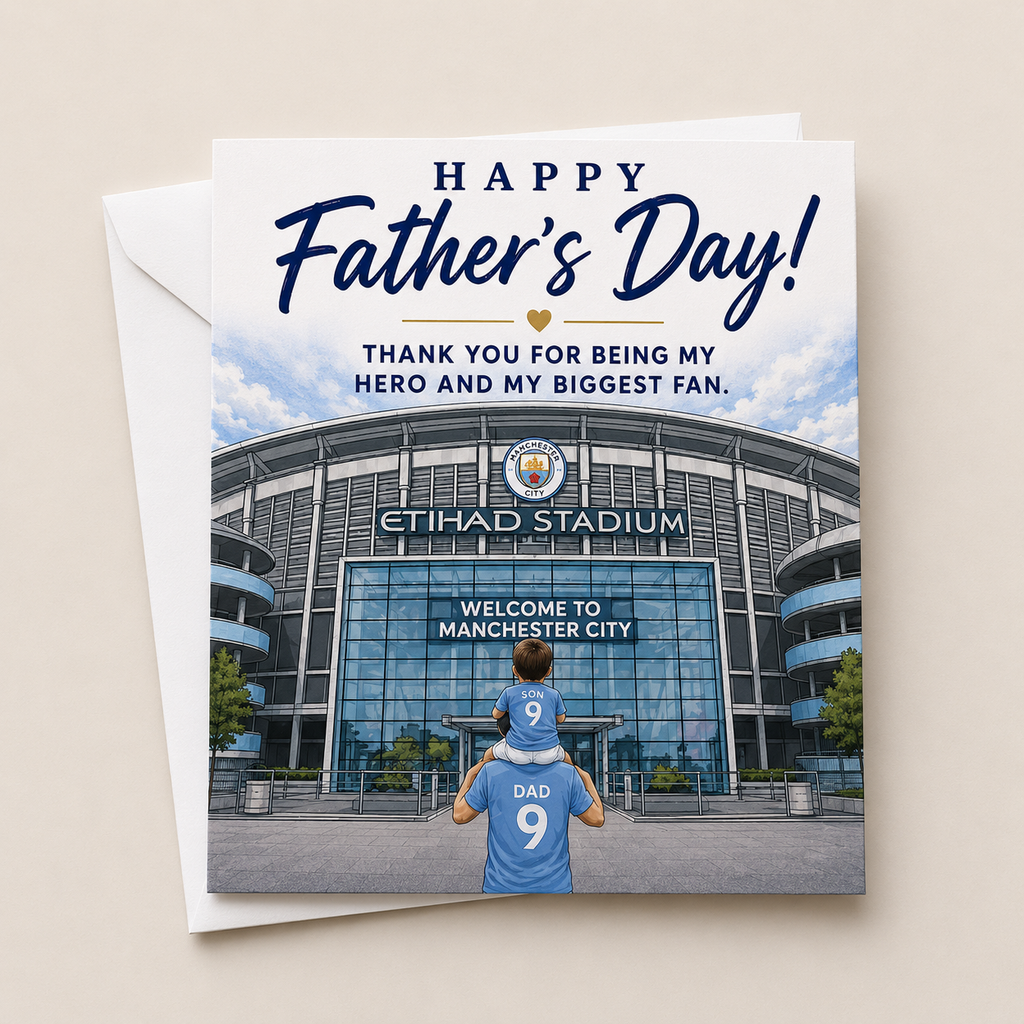 Personalised Manchester City Football Father's Day Card | Gift for Dad