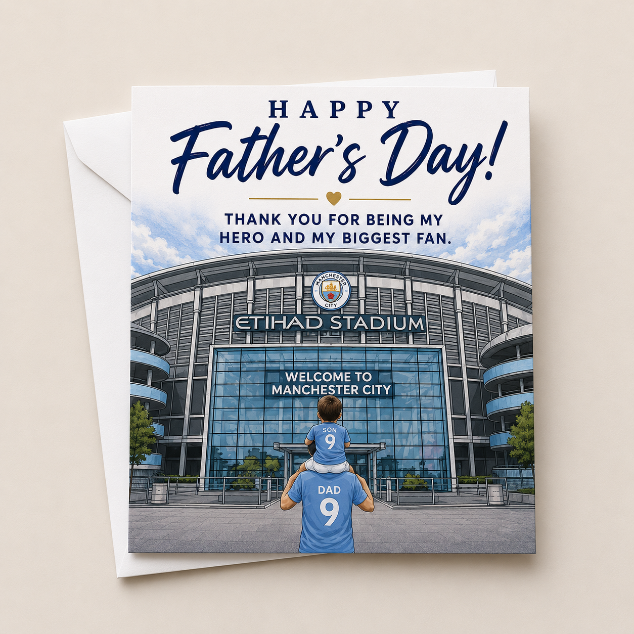 Personalised Manchester City Football Father's Day Card | Gift for Dad