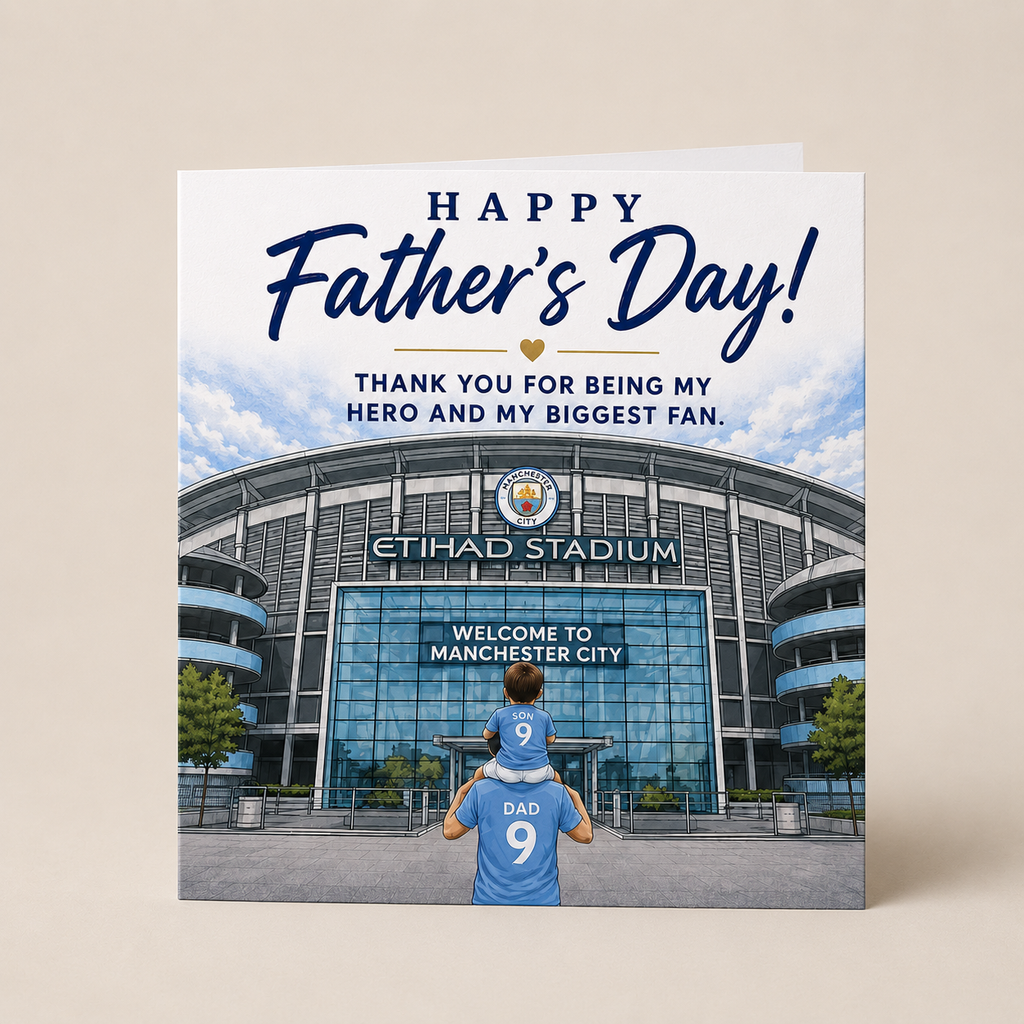 Personalised Manchester City Football Father's Day Card | Gift for Dad
