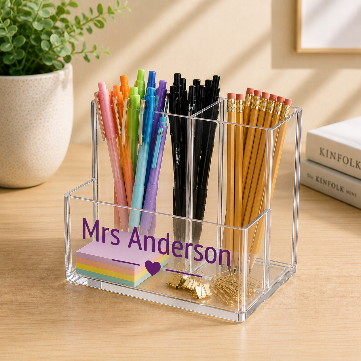 Personalised Teacher Acrylic Desk Organiser | Custom Name Gift | Thank You Teacher Gift