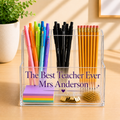 Personalised Teacher Acrylic Desk Organiser | Custom Name Gift | Thank You Teacher Gift